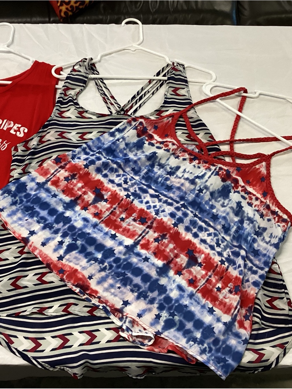 Lot of 2PATRIOTIC, STARS AND STIPES. Red,  White, and Blue TANK tops